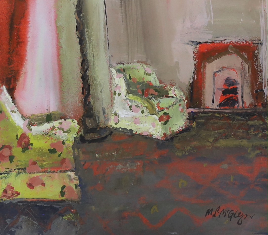 Mhairi P. McGregor RSW (b.1971) gouache, 'The Drawing Room', signed with Art Supermarket label verso, 26 x 30cm